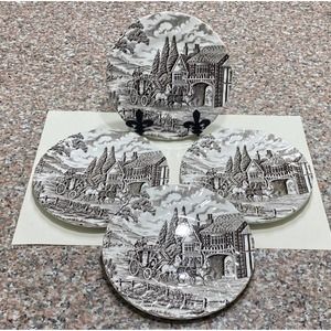 Set of 4 Salad Plates Royal Mail Brown (Cream Background) by MYOTT STAFFORDSHIRE